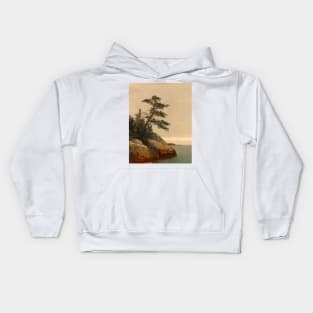 BY the sea pine tree Vintage Art Kids Hoodie